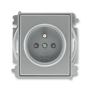 ABB Time 5519E-A02357 36 zásuvka jednonásobná s ochranným kolíkem, s clonkami, ocelová