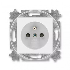 ABB Levit 5519H-A02357 01 zásuvka jednonásobná s ochranným kolíkem, s clonkami, bílá/ledová bílá