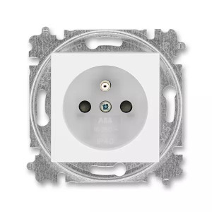 ABB Levit 5519H-A02357 01 zásuvka jednonásobná s ochranným kolíkem, s clonkami, bílá/ledová bílá