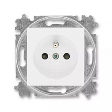 ABB Levit 5519H-A02357 03 zásuvka jednonásobná s ochranným kolíkem, s clonkami, bílá/bílá