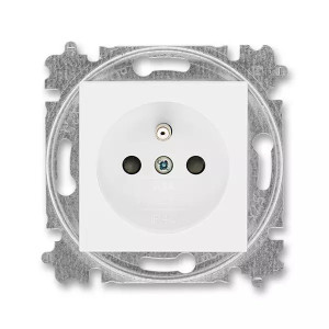 ABB Levit 5519H-A02357 03 zásuvka jednonásobná s ochranným kolíkem, s clonkami, bílá/bílá