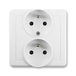 ABB Swing 5512G-C02249 B1 zásuvka dvojnásobná polozapuštěná s ochrannými kolíky, jasně bílá
