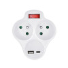 Solight P99USBC-PD20 rozbočka s USB A+C 20W, 2x10A, vypínač