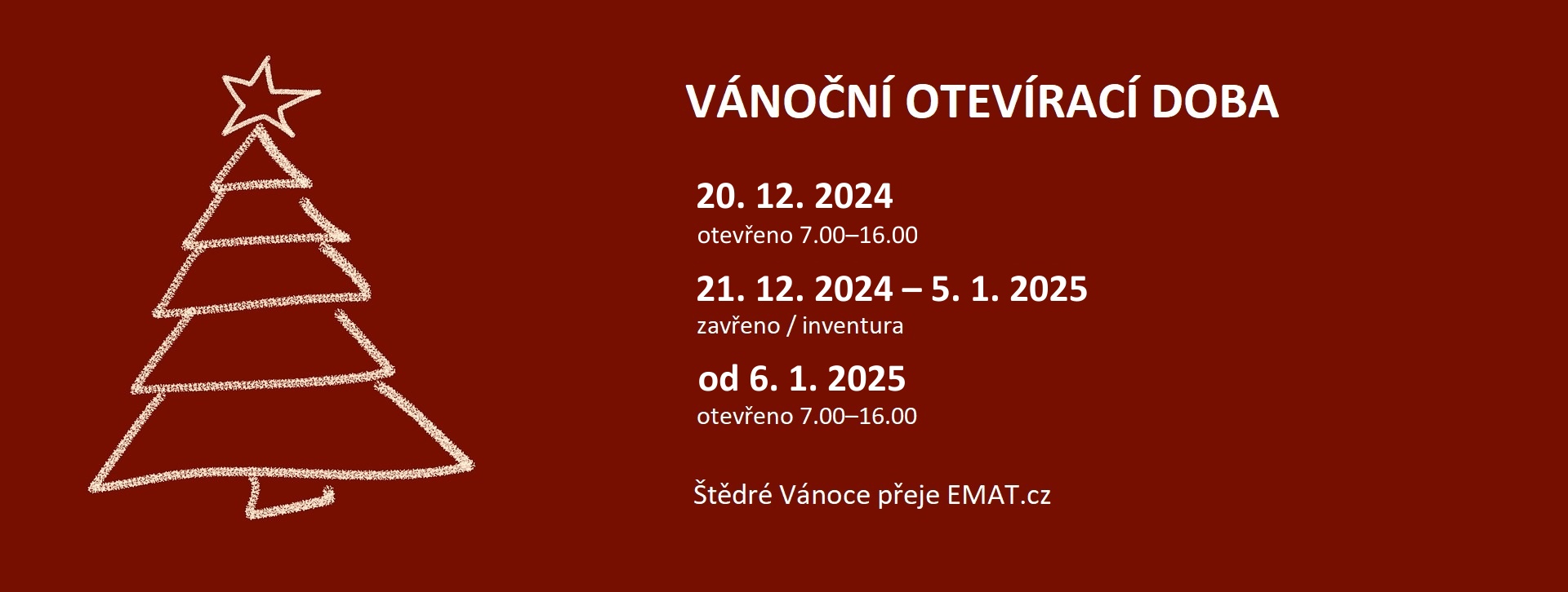 Otevírací doba na přelomu roku 2024/2025